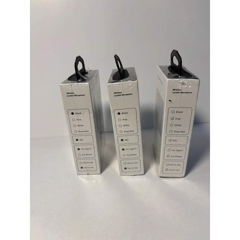 Lot of 3 Wireless Lavalier Microphones Mixed Type-C iPhone 1-to-1 1-to-2